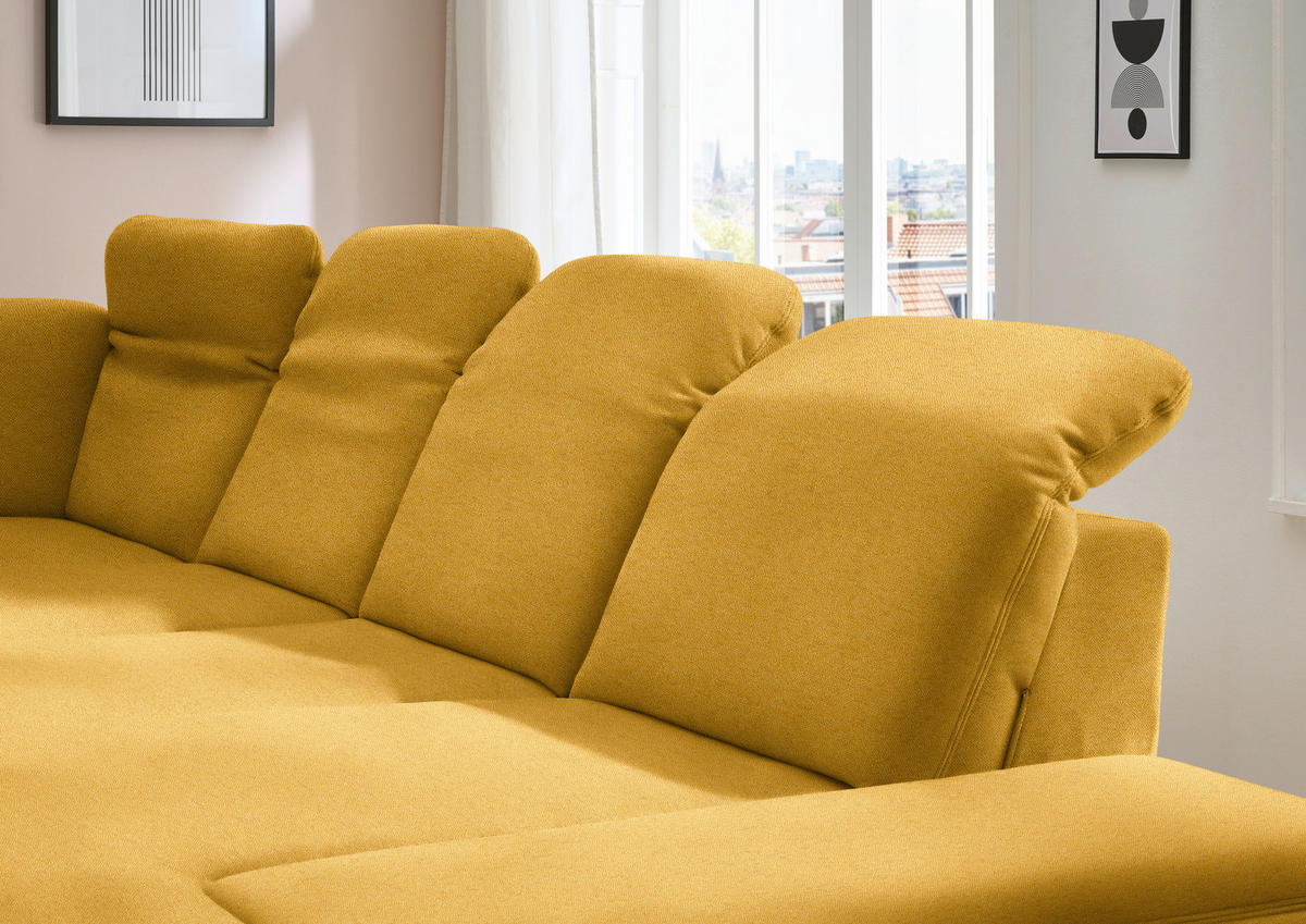 WOHNLANDSCHAFT Chenille Currygelb  - Currygelb/Schwarz, Design, Textil/Metall (255/364/198cm) - Beldomo Style