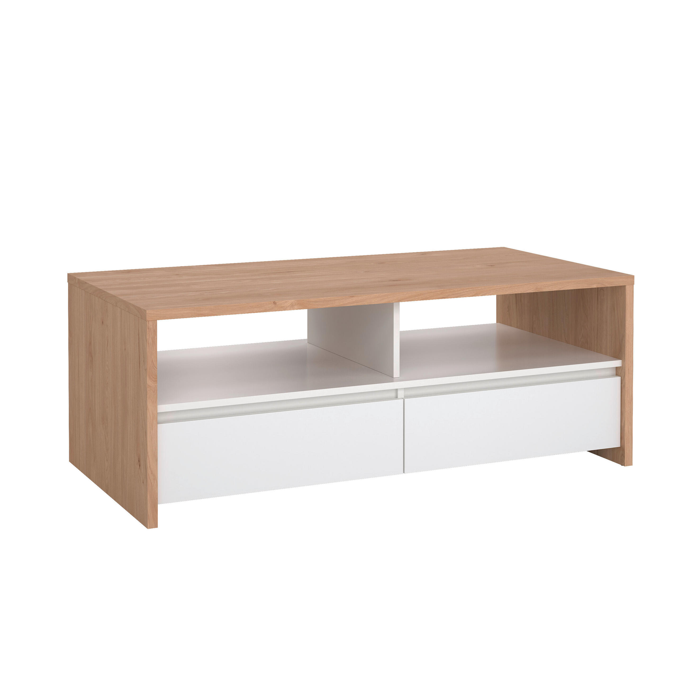COUCHTISCH 120/60/46 cm rechteckig Weiß Hochglanz, Hickory - Weiß Hochglanz/Hickory, KONVENTIONELL, Holzwerkstoff (120/60/46cm) - Boxxx