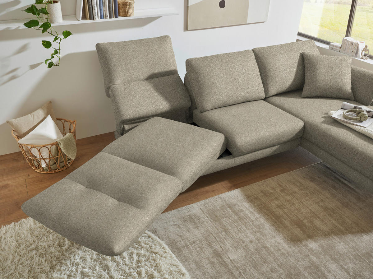 ECKSOFA  in Flachgewebe Sandfarben  255-365/175-224 cm  - Sandfarben/Schwarz, Design, Textil/Metall (255-365/175-224cm) - Dieter Knoll
