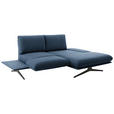 ECKSOFA  in Flachgewebe Blau Rücken echt, Armteilverstellung, Drehsitzfunktion  234/155 cm  - Blau/Schwarz, Design, Textil/Metall (234/155cm) - Dieter Knoll