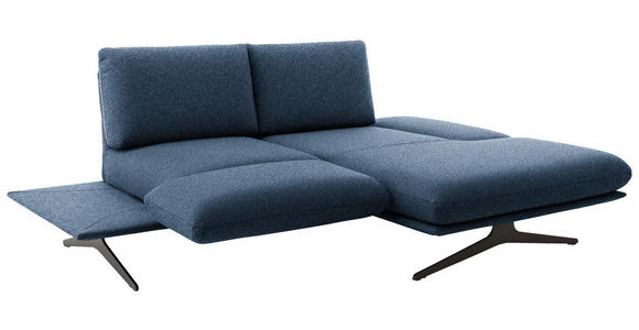 ECKSOFA  in Flachgewebe Blau Rücken echt, Armteilverstellung, Drehsitzfunktion  234/155 cm  - Blau/Schwarz, Design, Textil/Metall (234/155cm) - Dieter Knoll