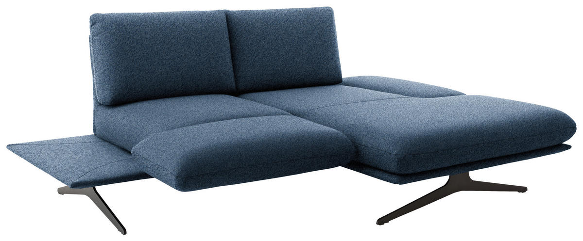 ECKSOFA  in Flachgewebe Blau  234/155 cm  - Blau/Schwarz, Design, Textil/Metall (234/155cm) - Dieter Knoll