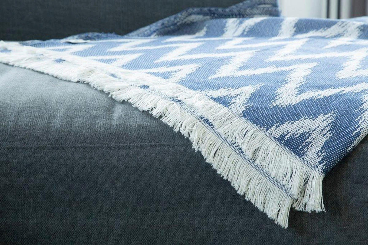 PLAID Zig Zag 140/180 cm  - Blau/Creme, Konventionell, Textil (140/180cm) - Tom Tailor