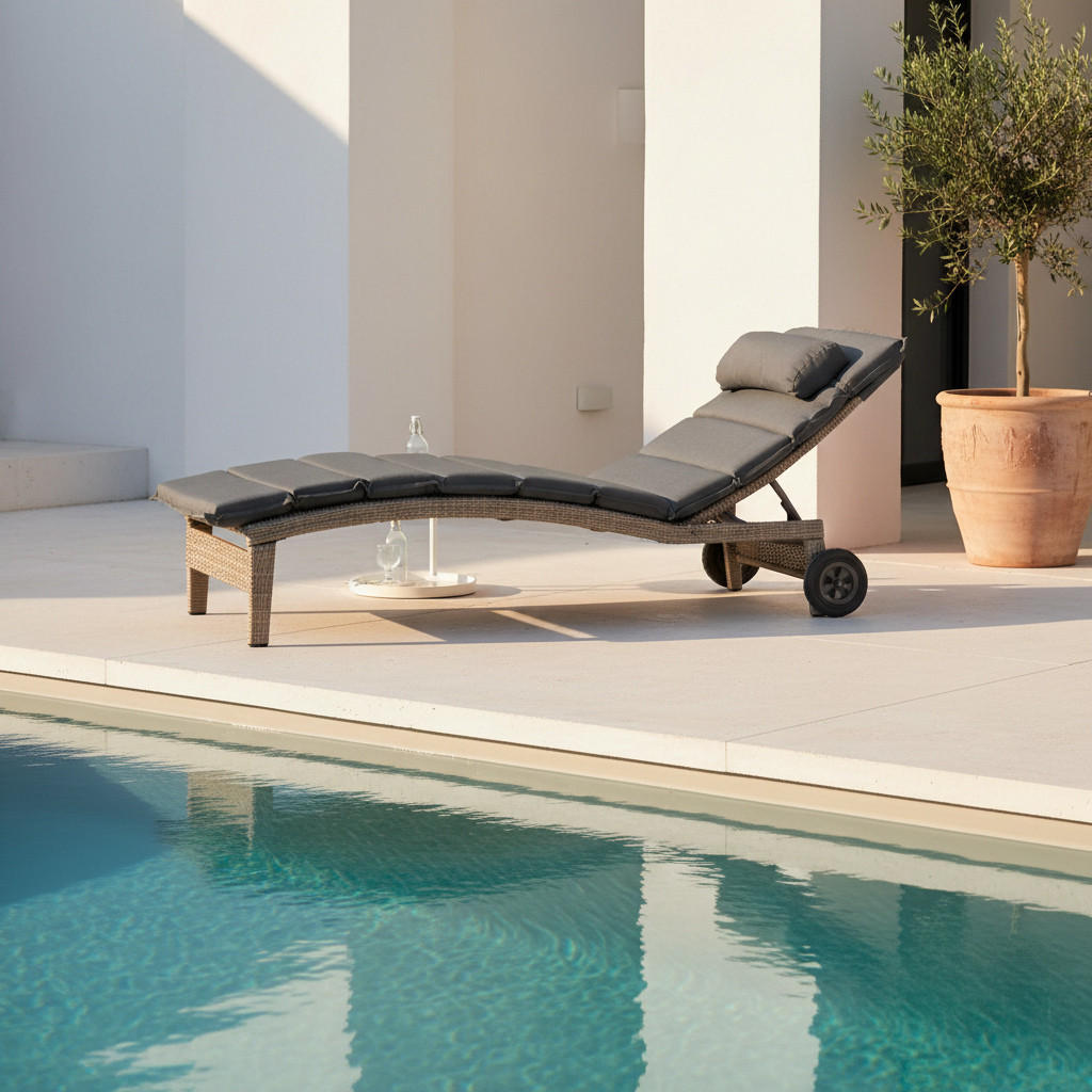 Gardenson Garten-Relaxliege Andalusia Grau 90x100x208 cm