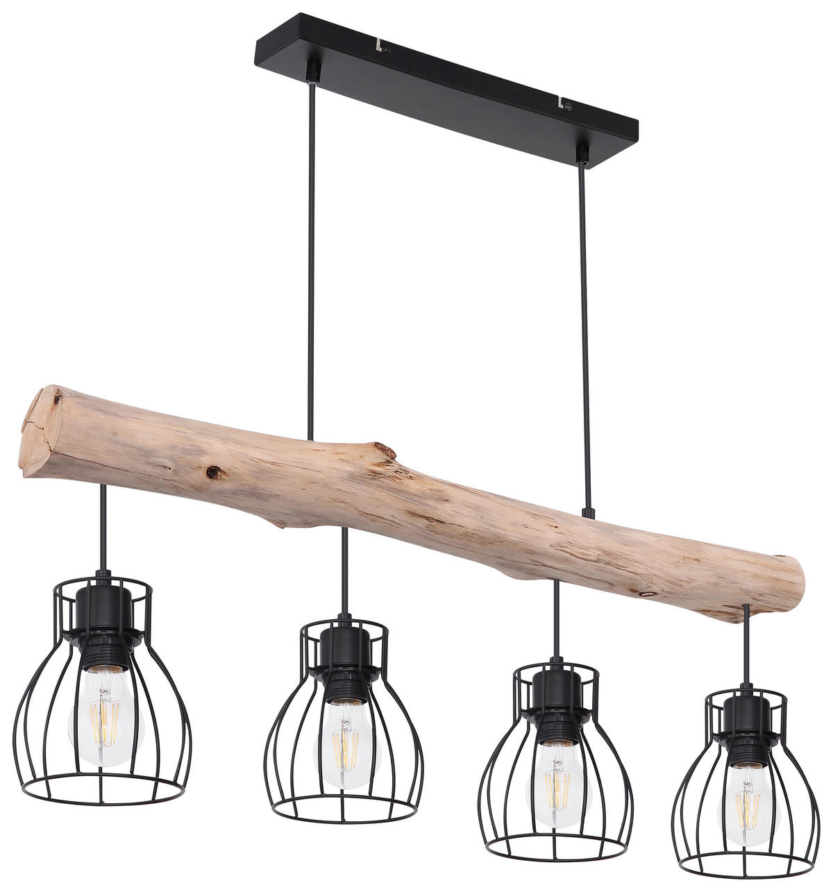 HÄNGLAMPA 82,5/13,6/140 cm  - svart/naturfärgad, Basics, metall/trä (82,5/13,6/140cm) - Globo