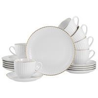KAFFEESERVICE Allegra Goldband 18-teilig  - Goldfarben/Weiß, Basics, Keramik - Creatable