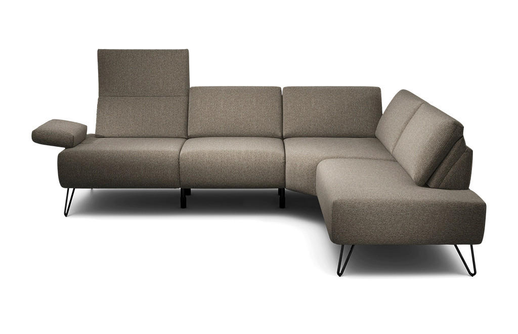 ECKSOFA Cosy Braun Chenille - Schwarz/Braun, Design, Textil/Metall (248-263/193cm) - SENSOO