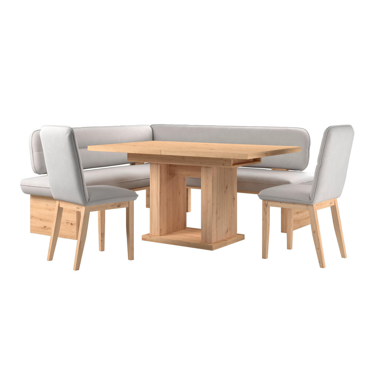 ECKBANK 170/192 cm Webstoff Beige Eiche Sperrholz   - Eichefarben/Beige, KONVENTIONELL, Holz/Textil (170/192cm) - Livetastic