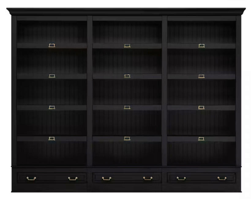 BÜCHERWAND Pinie massiv Schwarz  - Schwarz/Bronzefarben, LIFESTYLE, Holz/Metall (311/238,5/46,5cm) - Livetastic