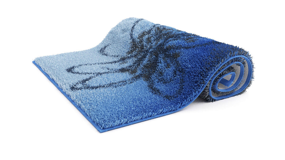 BADEMATTE Blau 60/100 cm  - Blau, KONVENTIONELL, Kunststoff/Textil (60/100cm) - Grund