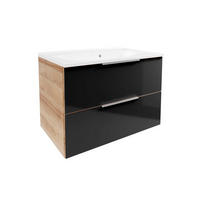 WASCHTISCHKOMBI  - Chromfarben/Eichefarben, Basics, Glas/Holzwerkstoff (80,1/56,2/50cm) - MID.YOU