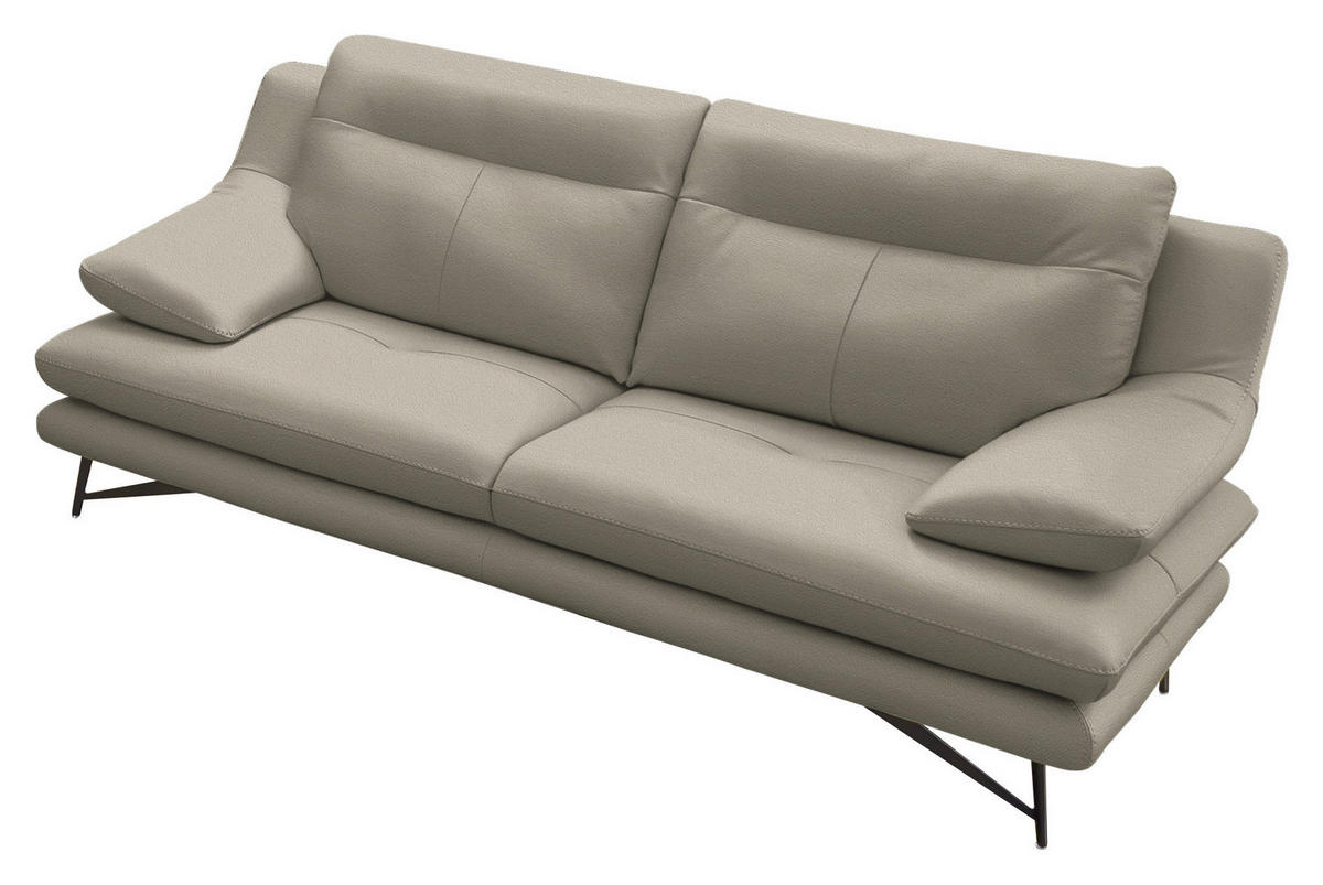 2,5-SITZER in Leder Cappuccino  - Schwarz/Cappuccino, Design, Leder/Metall (195/90/109cm)