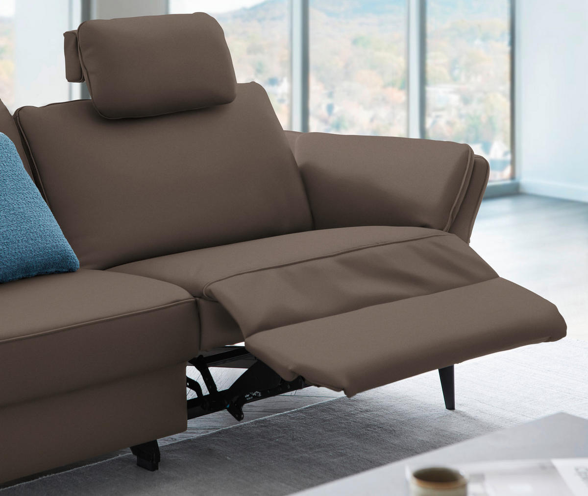 3-SITZER-SOFA in Echtleder Dunkelbraun  - Dunkelbraun/Schwarz, Design, Leder/Metall (190/84/99cm) - Dieter Knoll