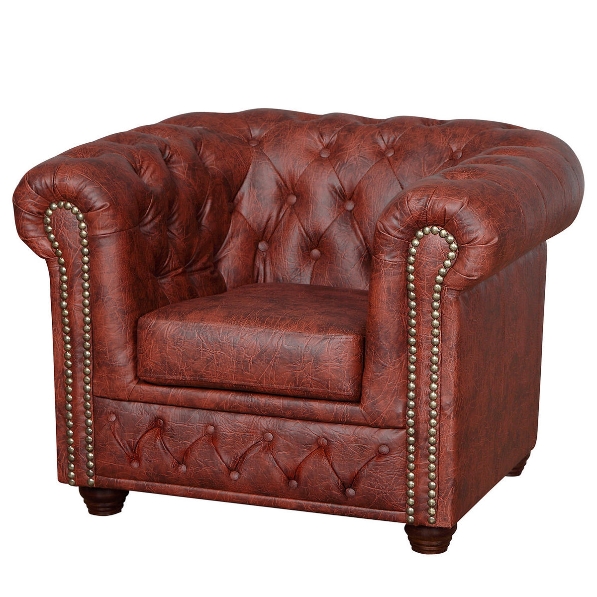 SITZGARNITUR YORK in Lederlook Rostfarben  - Rostfarben/Braun, Design, Holz/Textil (203/72/86cm) - P & B