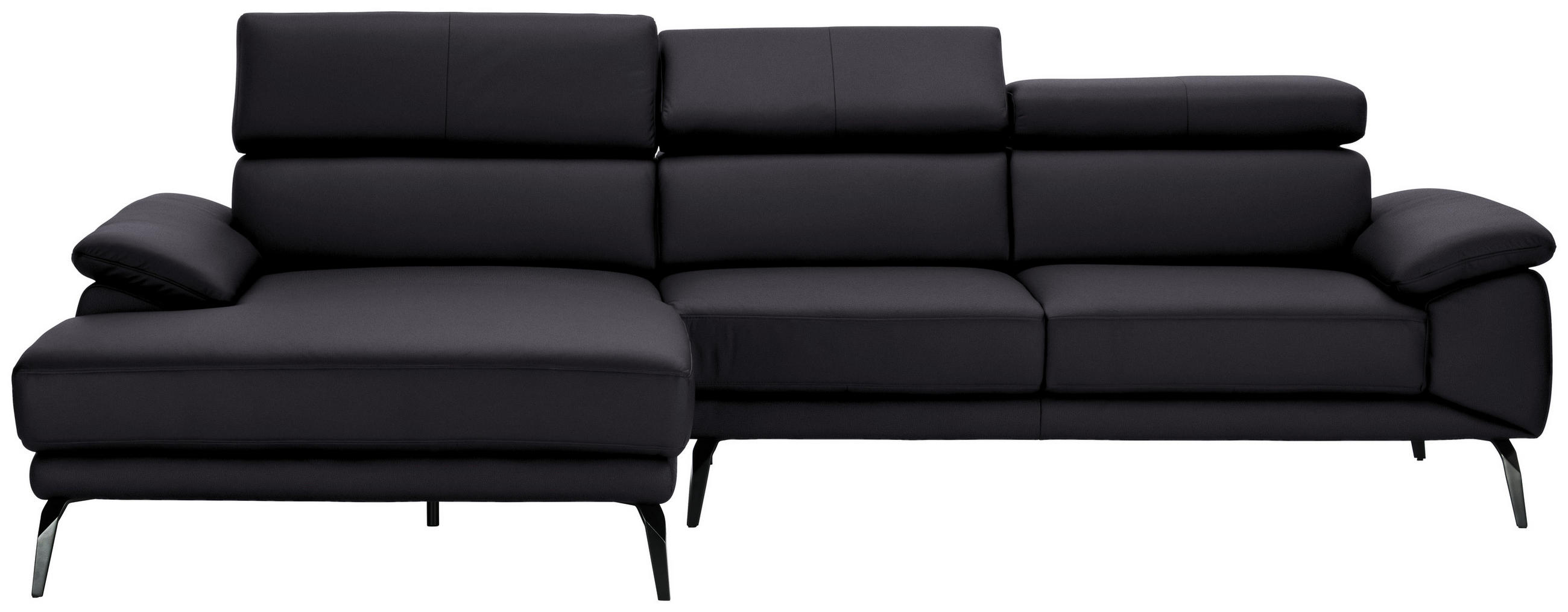 ECKSOFA Dunkelbraun Echtleder  - Dunkelbraun/Schwarz, Design, Leder/Metall (187/295cm) - Novel