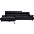 ECKSOFA in Echtleder Dunkelbraun  - Dunkelbraun/Schwarz, Design, Leder/Metall (187/295cm) - Novel