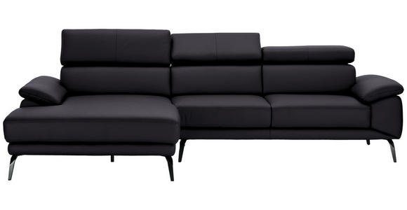 ECKSOFA in Echtleder Dunkelbraun  - Dunkelbraun/Schwarz, Design, Leder/Metall (187/295cm) - Novel