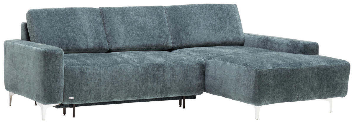 ECKSOFA Dunkelblau Flachgewebe  - Alufarben/Dunkelblau, Design, Textil/Metall (248/160cm) - Sedda