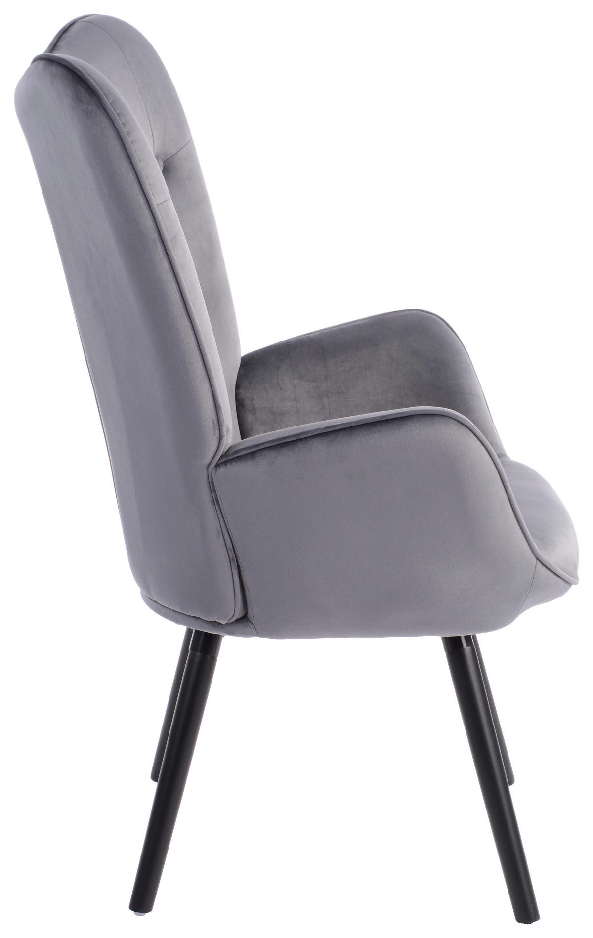 SESSEL Samt Grau    - Schwarz/Grau, Design, Holz/Textil (66/109/71cm) - Ti'me