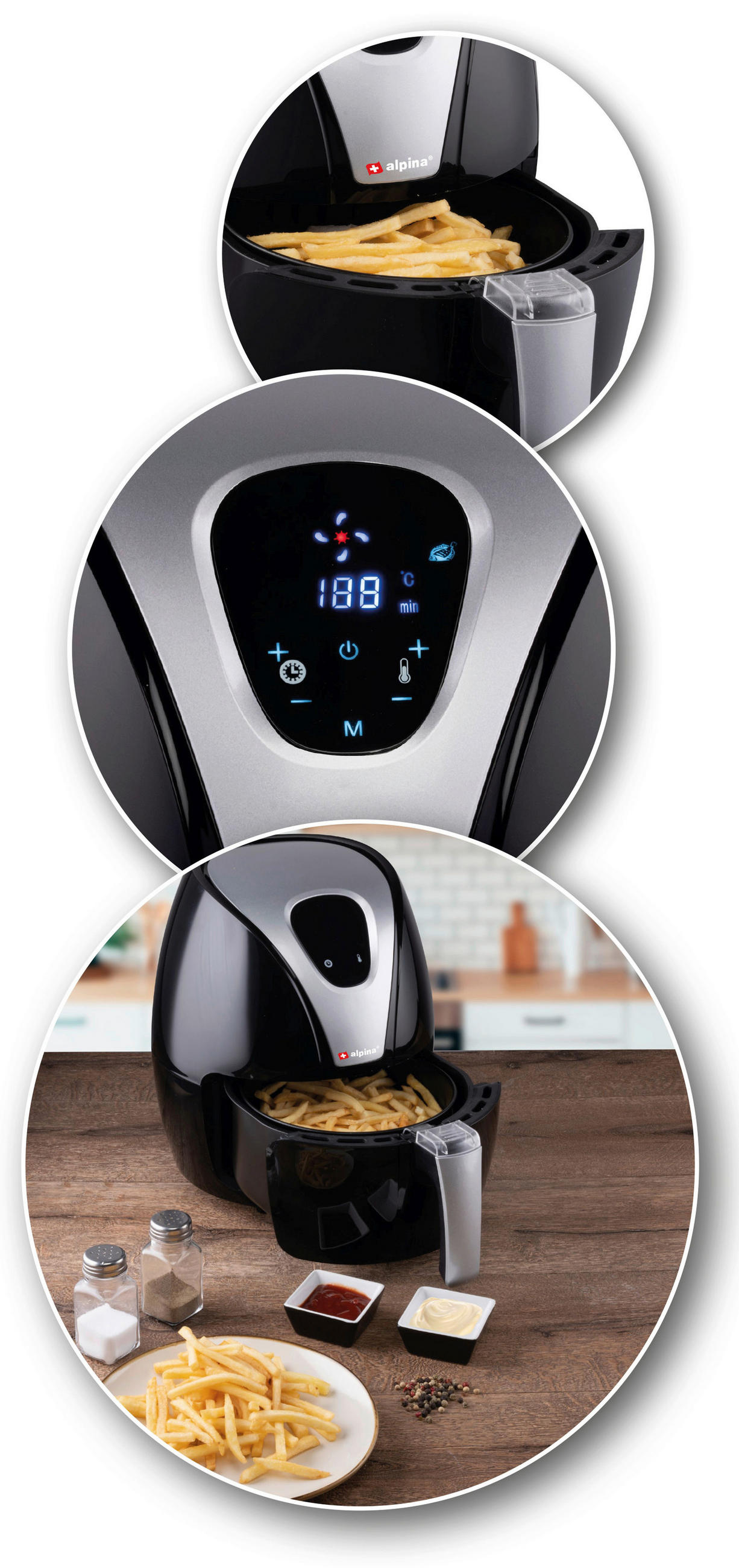 AIRFRYER  - svart, Klassisk, plast (30/30/39.5cm) - Alpina 6287