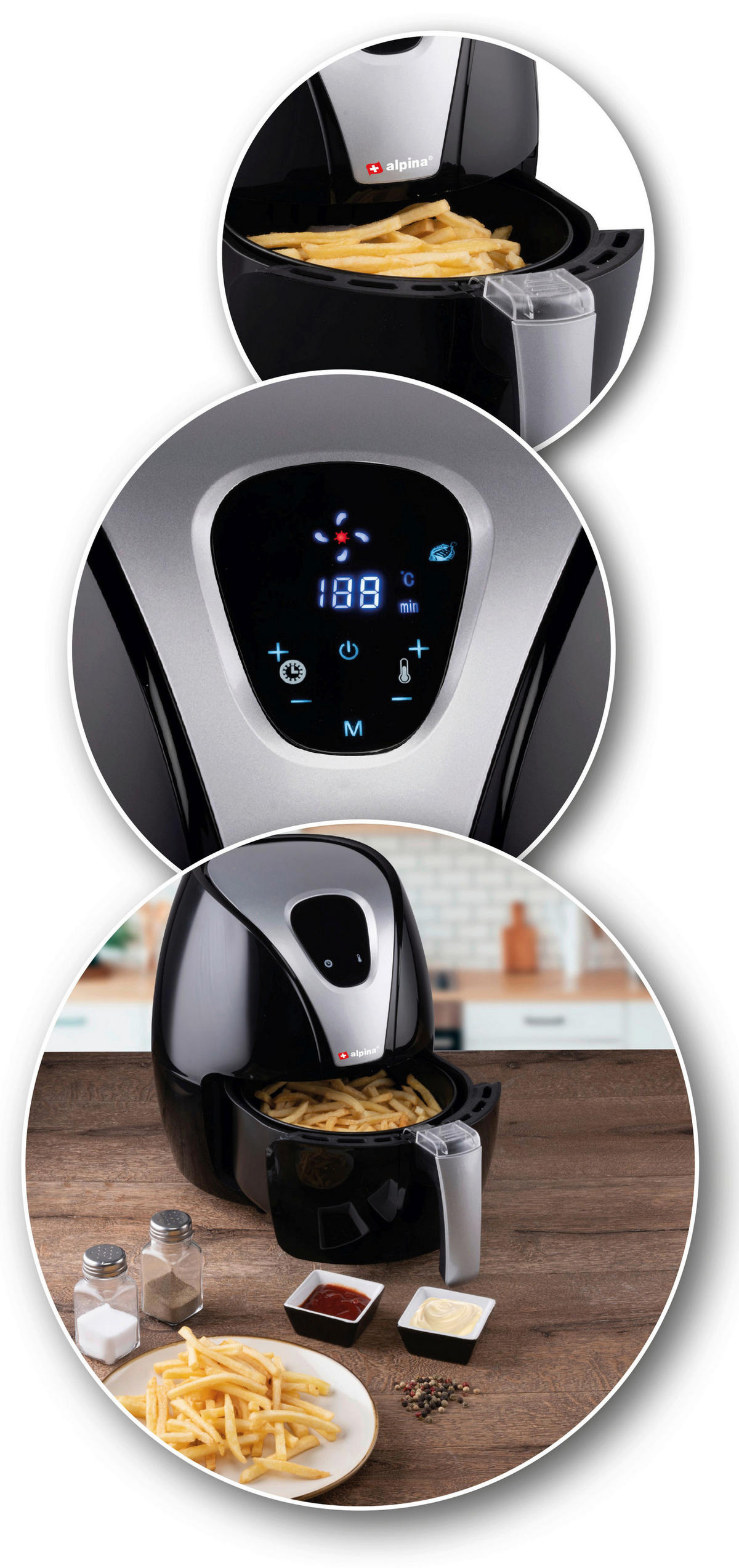AIRFRYER  - svart, Klassisk, plast (30/30/39.5cm) - Alpina 6287