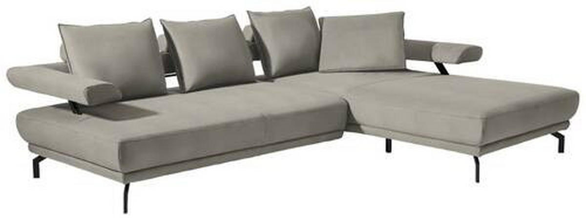 ECKSOFA in Mikrofaser Silberfarben  305/224 cm  - Silberfarben/Schwarz, Design, Textil/Metall (305/224cm) - Dieter Knoll