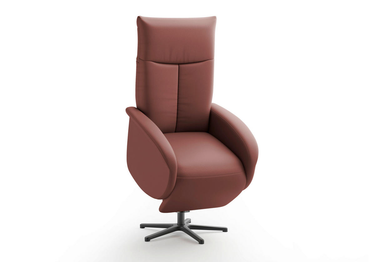 DREHSTUHL Rotbraun  - Rotbraun/Schwarz, MODERN, Leder/Metall (75/112/82cm) - Sit & More