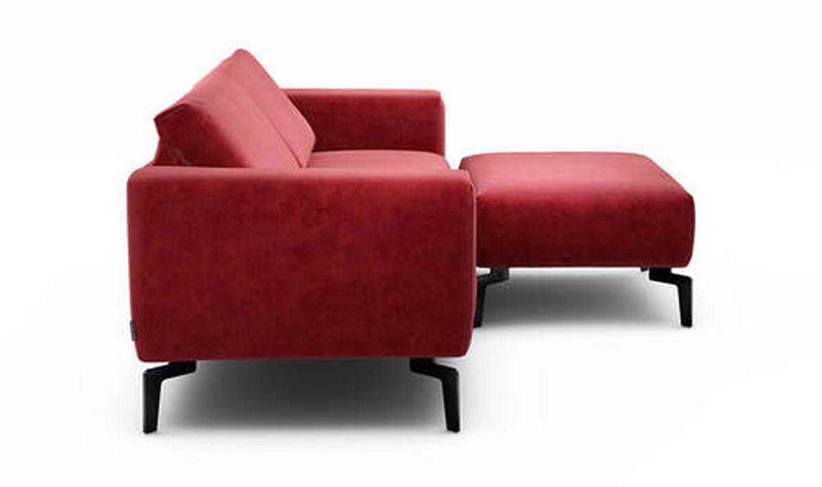 2,5-Sitzer inkl. Hocker in Samt Rot  - Rot/Schwarz, Design, Textil/Metall (220/86/86-94cm) - SENSOO