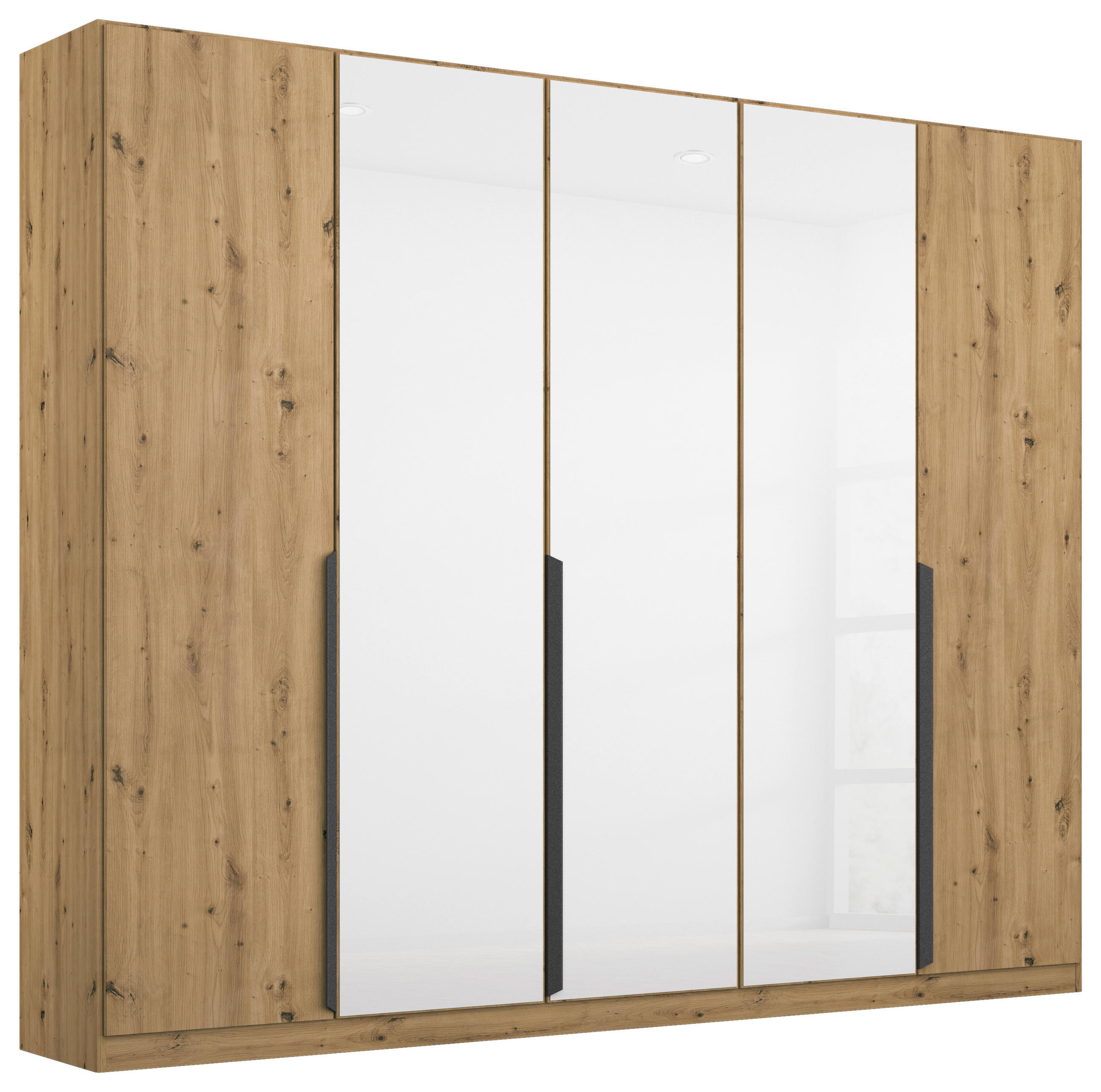 Rauch Möbel Drehtürenschrank Weiß, Eiche Artisan 225x210x54 cm