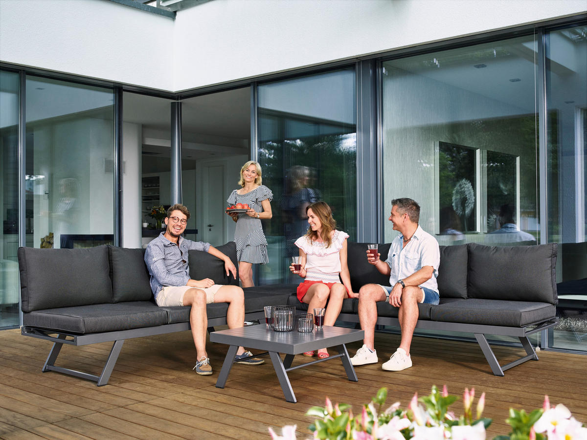 GARTENBANK 204/81/72 cm  Aluminium  - Hellgrau/Grau, Basics, Textil/Metall (204/81/72cm) - Sieger
