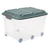 BOX MIT DECKEL ROLLER 6  - Transparent/Grün, Basics, Kunststoff (59,5/40/37cm) - Rotho