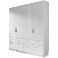 DREHTÜRENSCHRANK 181/210/54 cm,  in Weiß, Weiß Hochglanz, 4-türig  - Weiß Hochglanz/Alufarben, Design, Holzwerkstoff/Kunststoff (181/210/54cm) - Carryhome