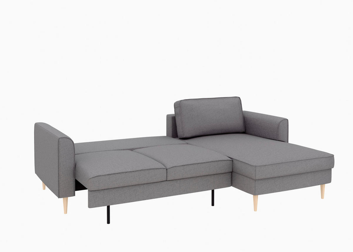 ECKSCHLAFSOFA  mit Bettkasten erhältlich, Sitzqualitäten, Schlafen auf Sitzhöhe, Bettfunktion erhältlich, Rücken echt, Armteil links, Armteil rechts Struktur Anthrazit  - Anthrazit/Buchefarben, MODERN, Holz/Textil (232/161cm) - Trendmanufaktur