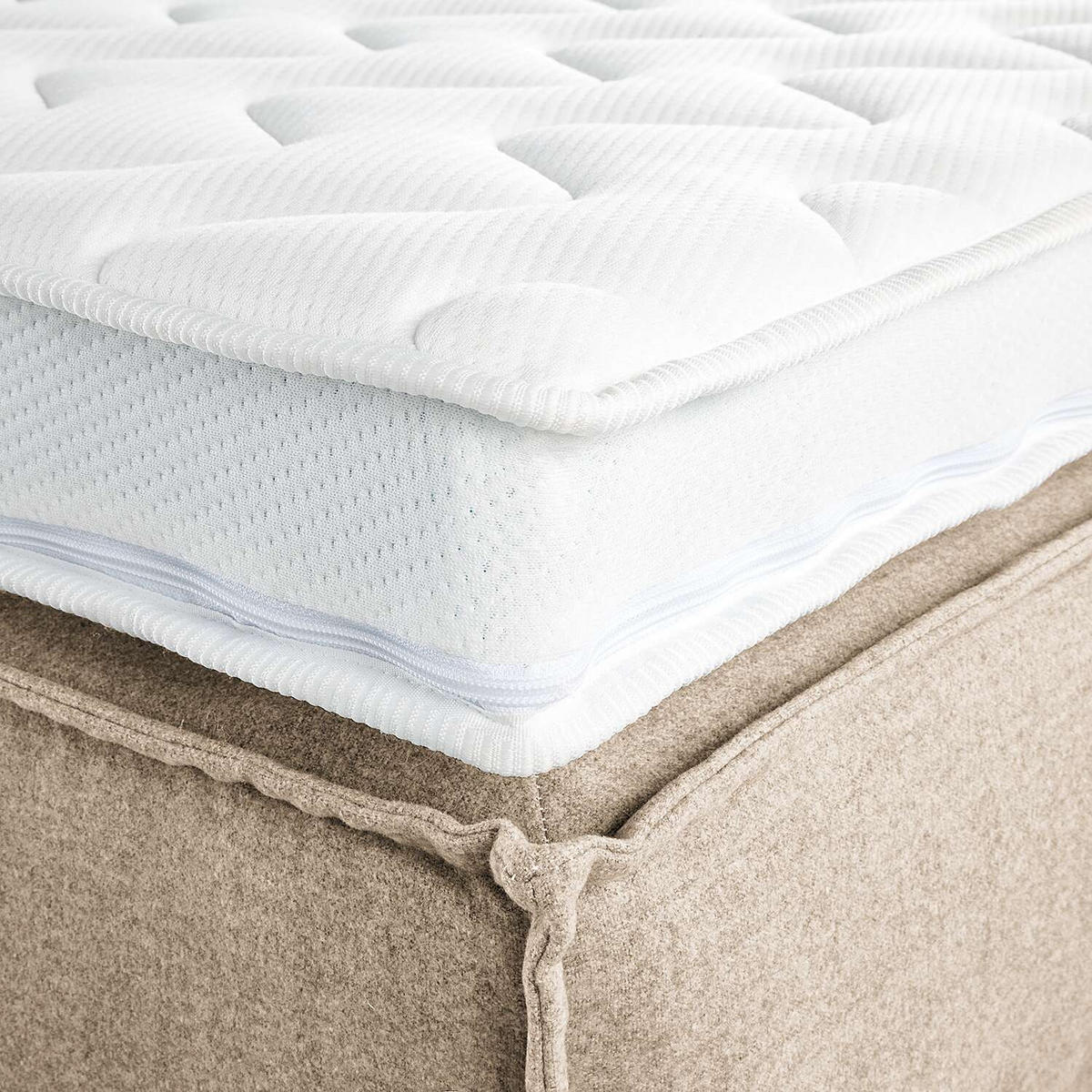 BOXSPRINGBETT 140/200 cm  in Beige  - Beige/Schwarz, Design, Textil (140/200cm) - home24