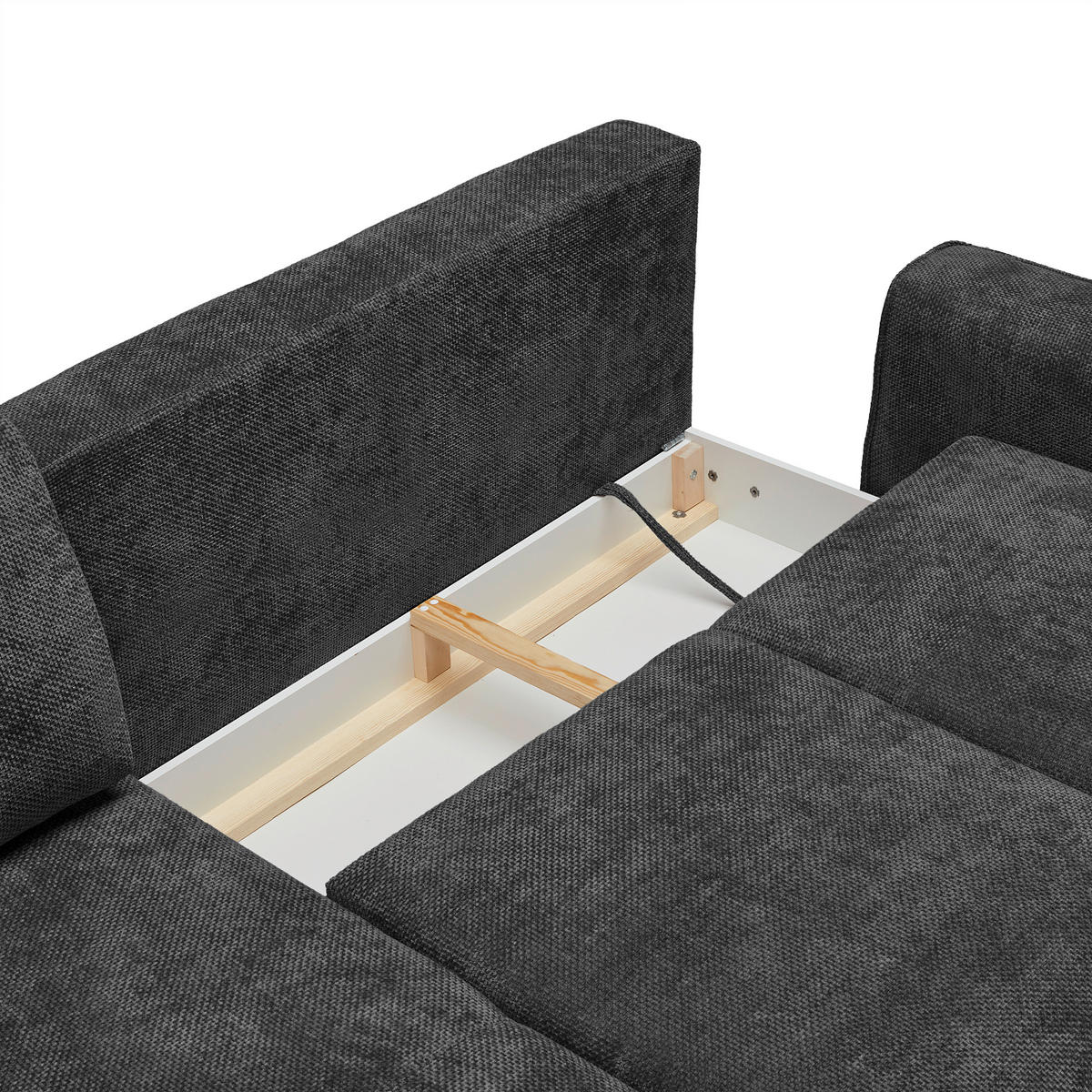 ECKSOFA in Webstoff Schwarz  - Schwarz, Modern, Textil/Metall (164/255cm) - MID.YOU