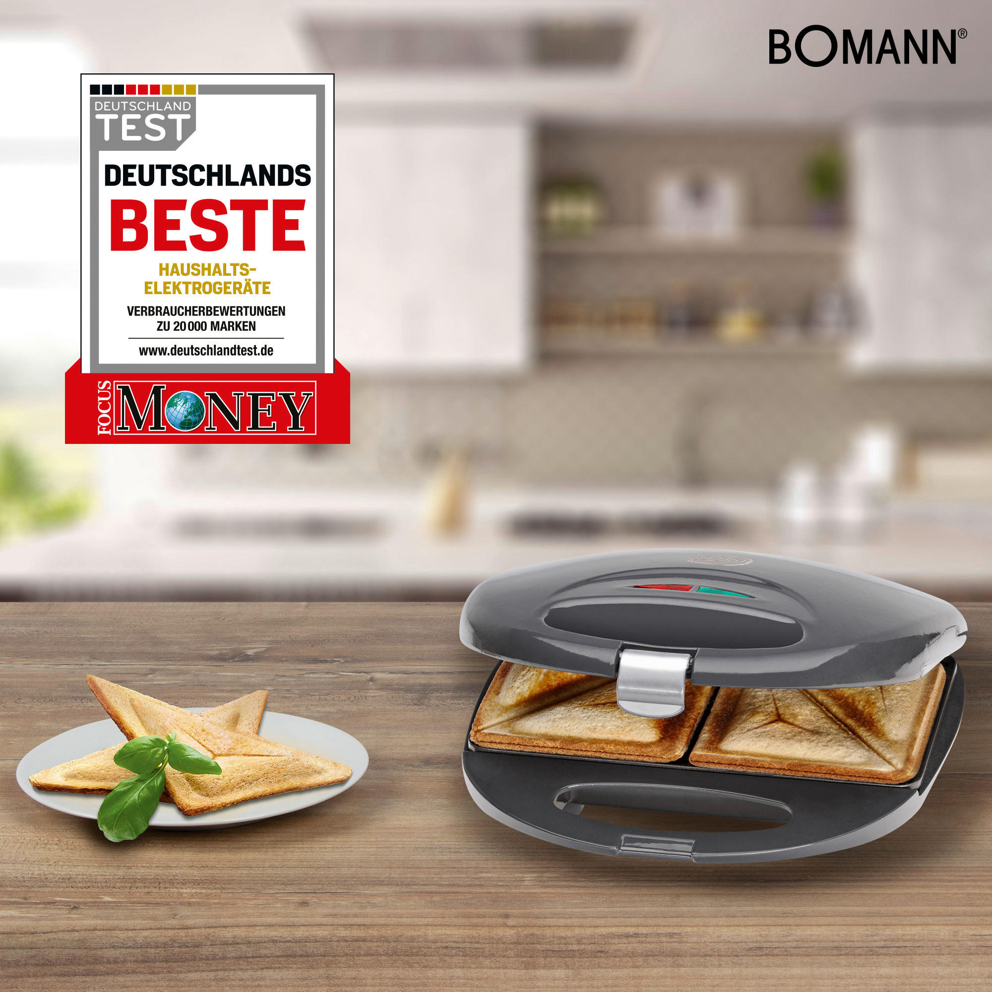 SANDWICHTOASTER  - Weiß, LIFESTYLE, Kunststoff/Metall (23/7,5/22,5cm) - Bomann