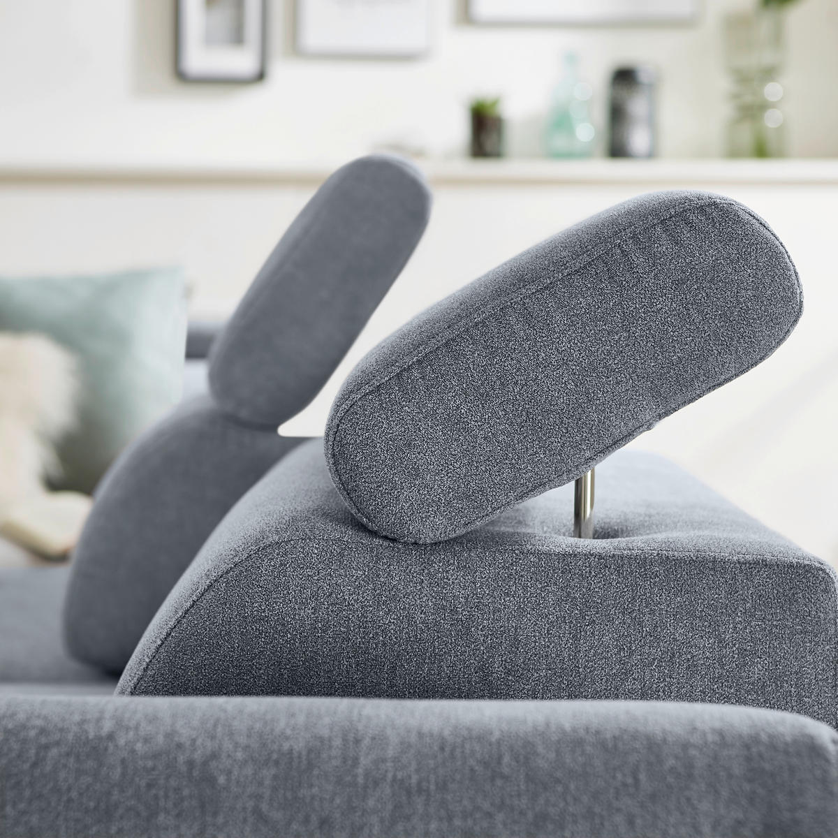 ECKSOFA in Webstoff Graphitfarben  - Schwarz/Graphitfarben, Design, Textil/Metall (237/277cm) - Stylife