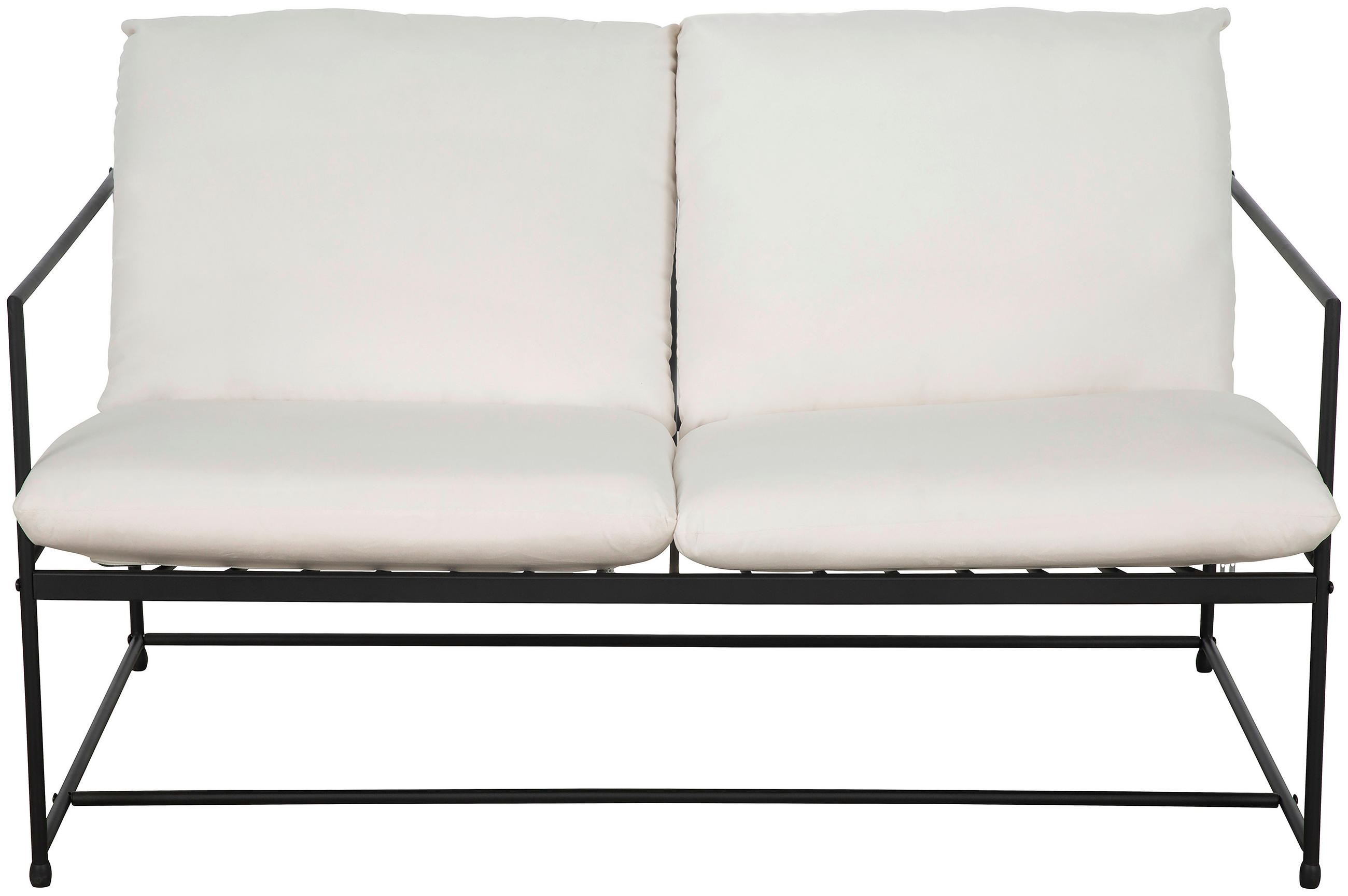 SOFA Samt Weiß  - Schwarz/Weiß, MODERN, Textil/Metall (129/75/87cm) - P & B