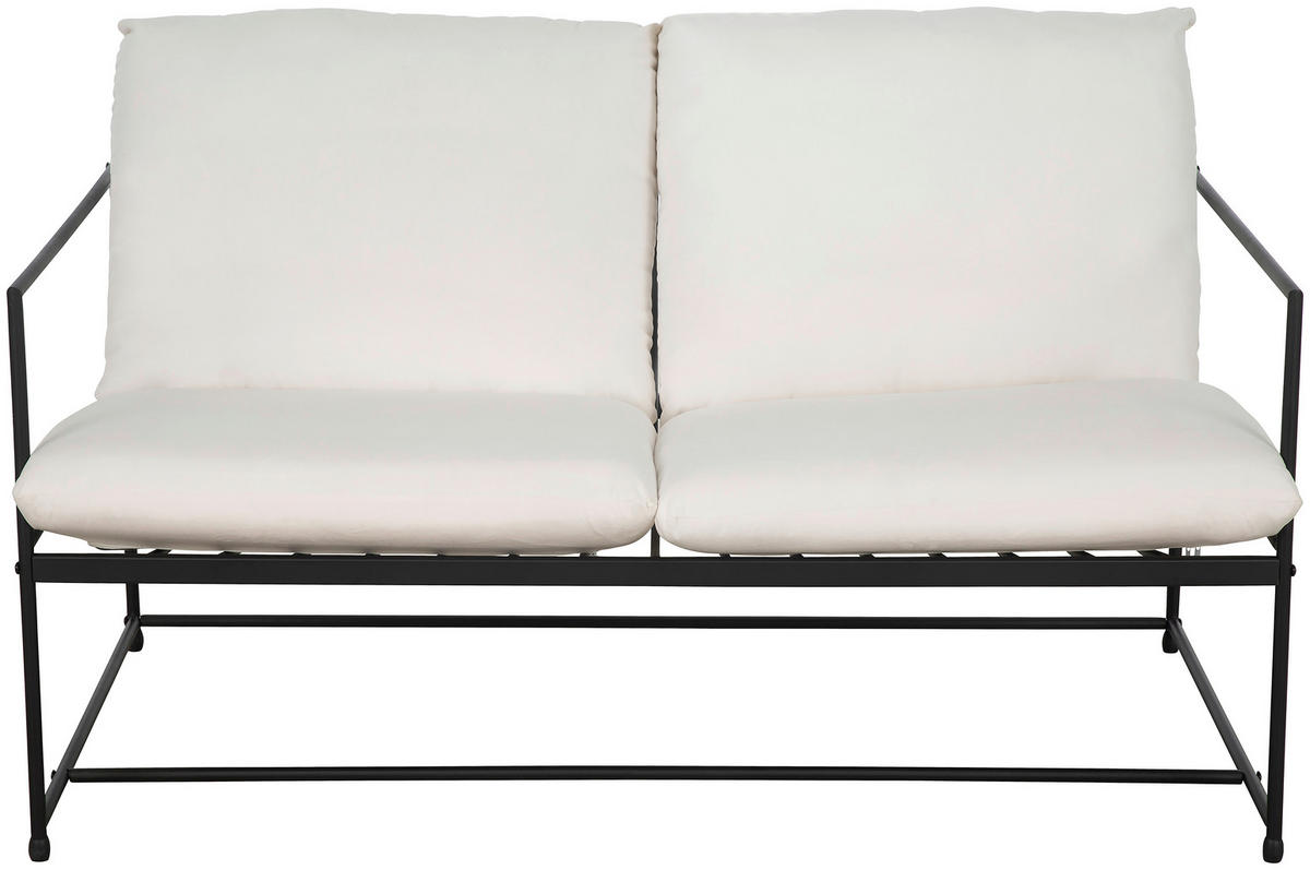 SOFA Samt Weiß  - Schwarz/Weiß, MODERN, Textil/Metall (129/75/87cm) - P & B