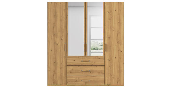 DREHTÜRENSCHRANK  in Eichefarben  - Eichefarben, Design, Glas/Holzwerkstoff (201/223/60cm) - Novel