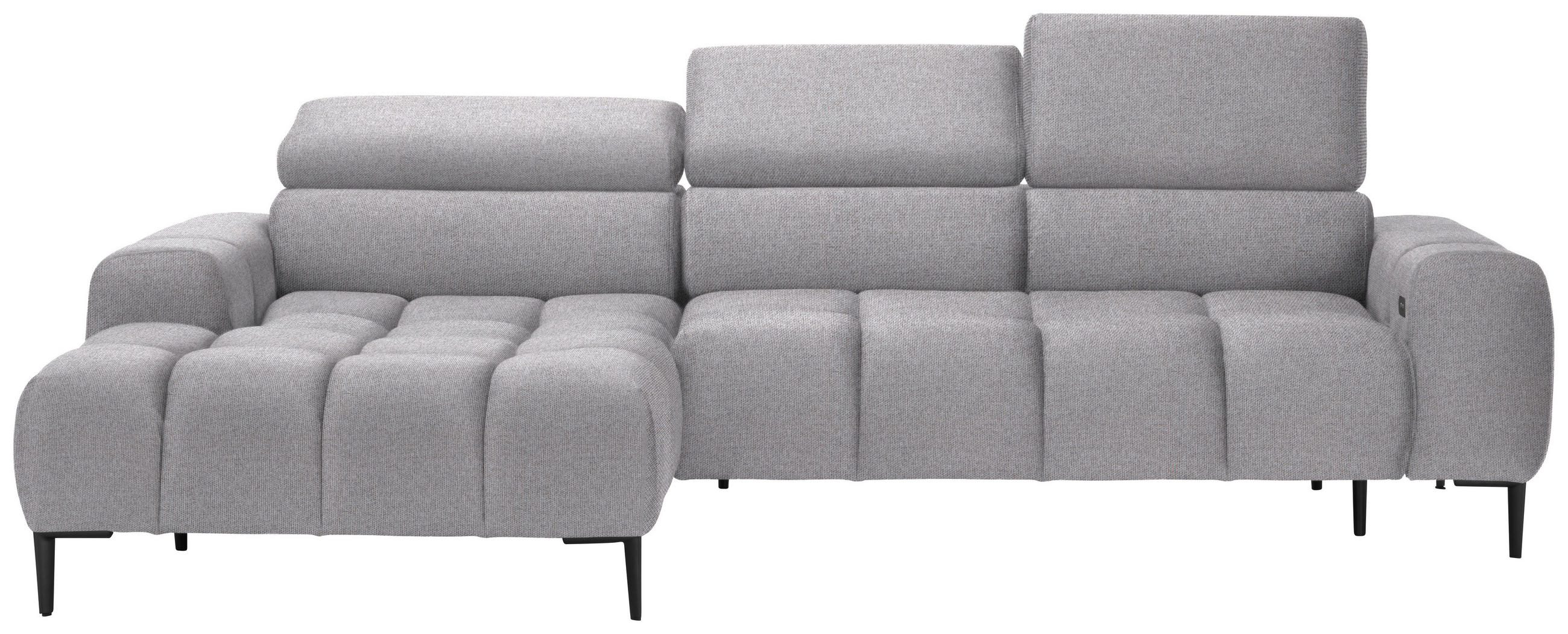 ECKSOFA in Webstoff Hellgrau  177/270 cm  - Hellgrau/Schwarz, Design, Textil/Metall (177/270cm) - Welnova