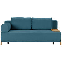 SCHLAFSOFA  mit Stoffauswahl, Armlehnen seitenverkehrt montierbar, Armteil links Mikrofaser Blau  - Blau/Naturfarben, Design, Holz/Textil (211/88/102cm) - Niels Andersson