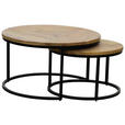 COUCHTISCHSET Mangoholz vollmassiv rund Naturfarben  - Schwarz/Naturfarben, Design, Holz (60/80/60/80/42/45cm) - Carryhome
