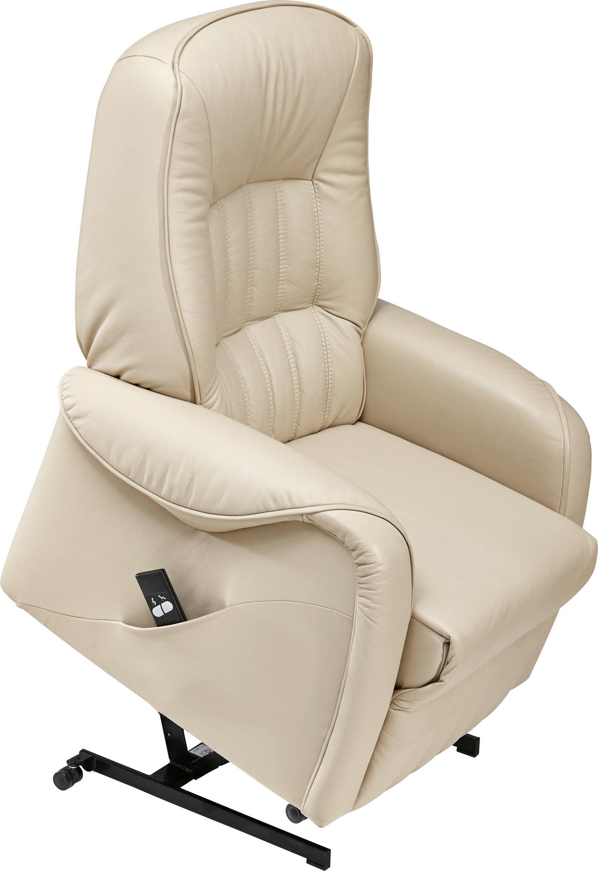 FERNSEHSESSEL  mit Relaxfunktion, Aufstehhilfe Echtleder Creme  - Creme/Schwarz, KONVENTIONELL, Leder (78/107/93cm) - Himolla