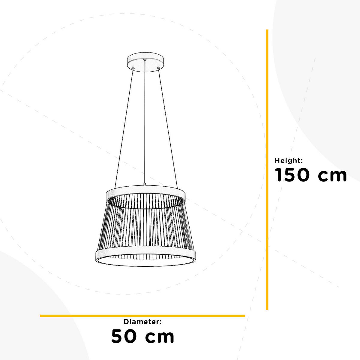 LED-PENDELLEUCHTE 50/50/150 cm  - Schwarz, Design, Metall (50/50/150cm)