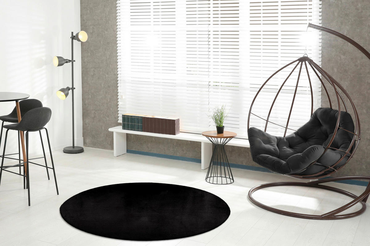 HOCHFLORTEPPICH 120 cm Schwarz  - Schwarz, Basics, Textil (120cm) - Kayoom