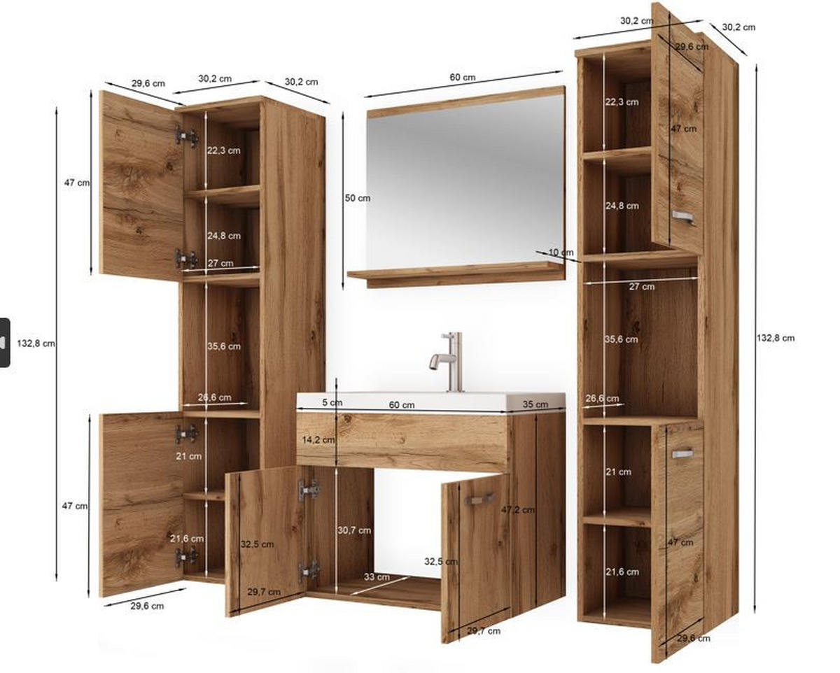 KOUPELNA antracitová, vysoce lesklá bílá  - bílá/antracitová, Lifestyle, kov/kompozitní dřevo (120cm) - P & B
