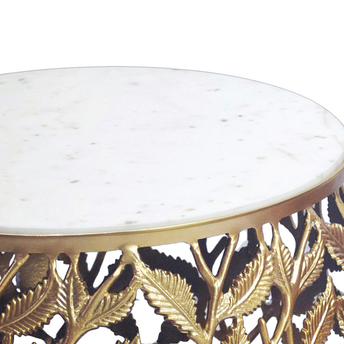 Set De Măsuțe Suprapuse din piatră, 60/60/33 cm - alb/auriu, Design, metal/piatră (60/60/33cm) - MID.YOU