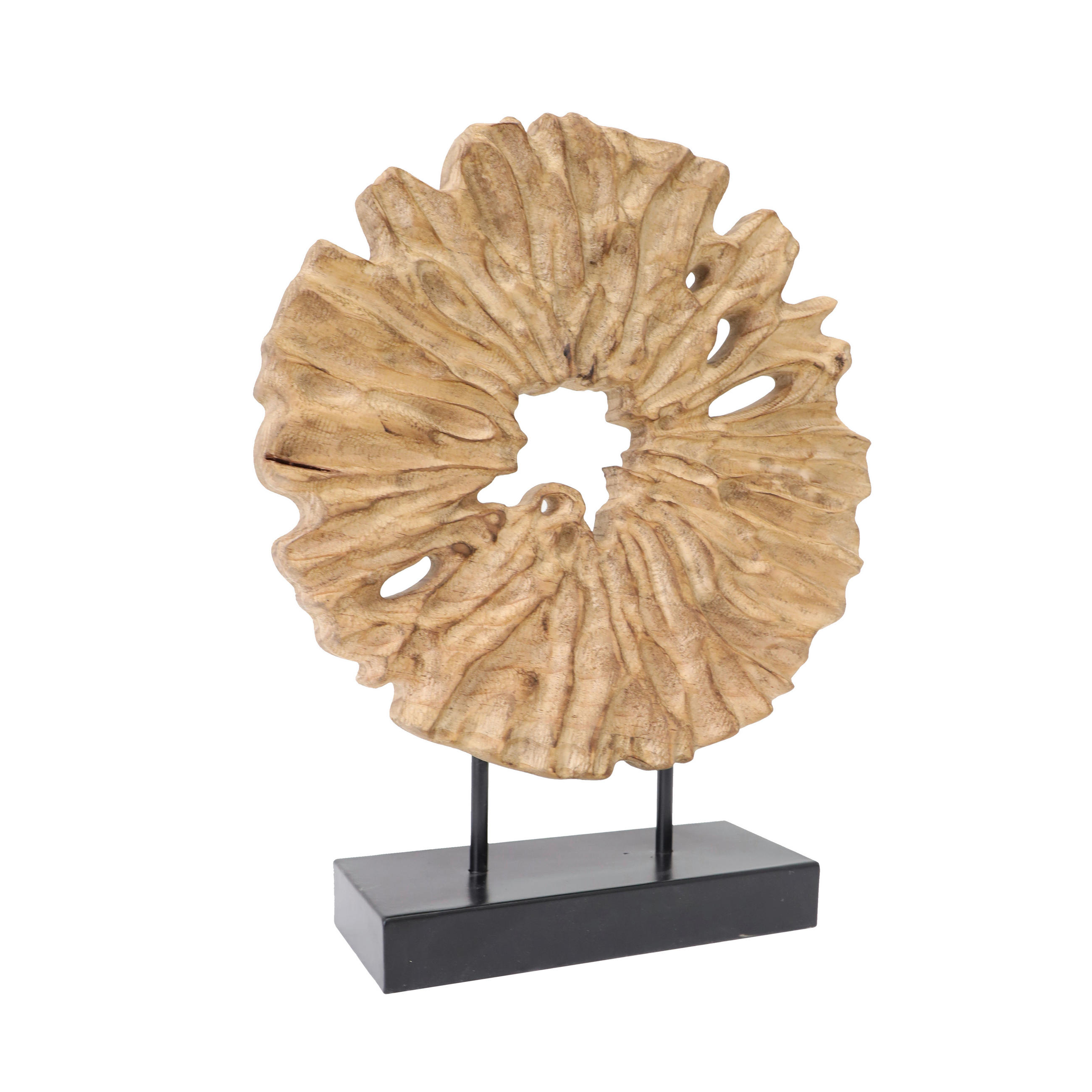 SKULPTUR - Schwarz/Naturfarben, Basics, Holz/Metall (29,8/35,6/8,9cm) - Ambia Home