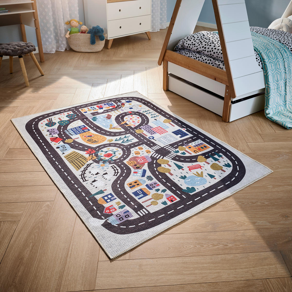 COVOR DE JOACĂ VILLAGE  - alb/multicolor, Trend, textil (120/170cm) - Ben'n'jen